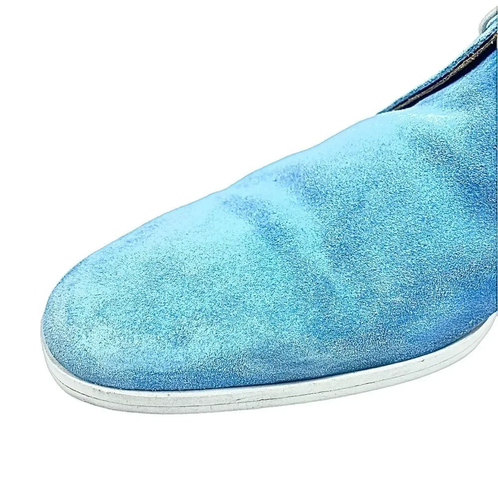 Sutor Mantellassi Blue Suede Chelsea Boots Mens US 10.5 / UK 9.5 Luxury Italian